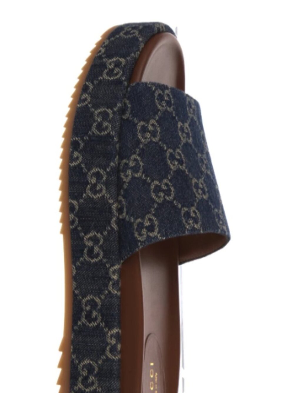 GG Denim Platform Slides